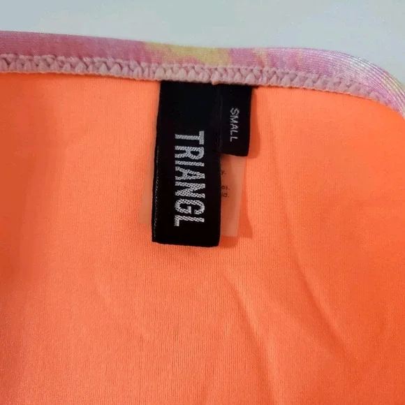 TRIANGL Women's Small Swim Bikini Bottoms Tie Dye Pink Orange Neon Neoprene - Picture 3 of 8